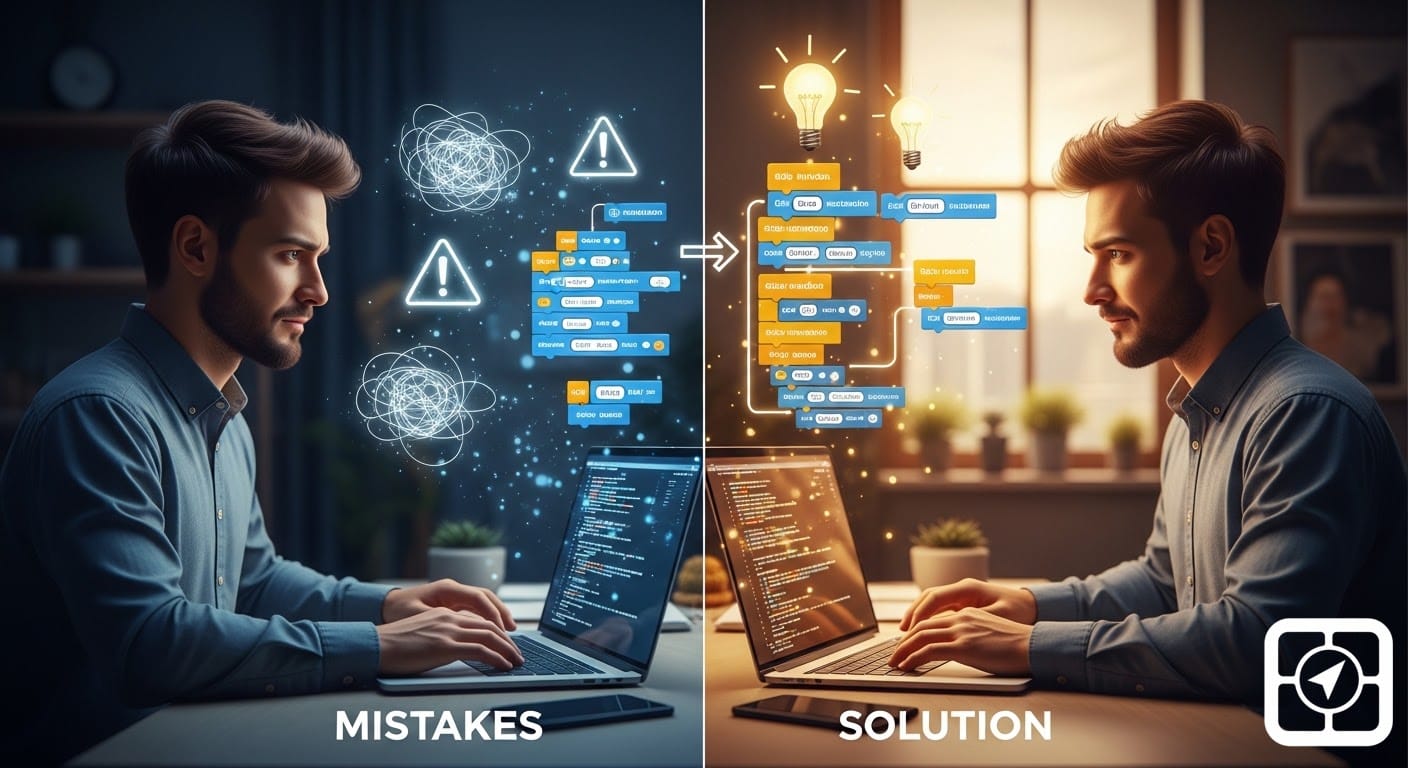 أشهر أخطاء المبتدئين في تعلم البرمجة وكيف تتجنبها خطوة بخطوة