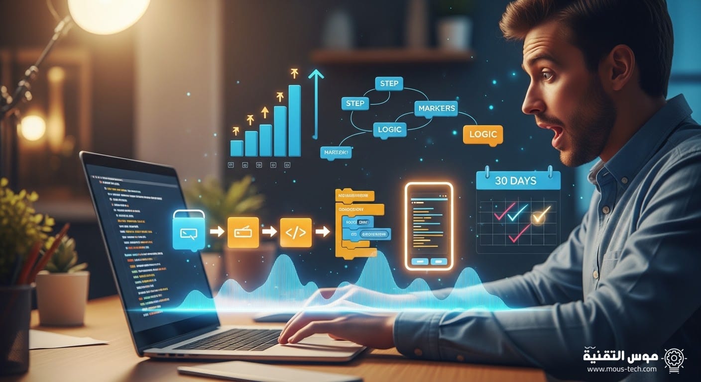 كيف تتعلم البرمجة من الصفر بدون خلفية تقنية وتبدأ أول مشروع حقيقي خلال 30 يومًا (دليل 2026)
