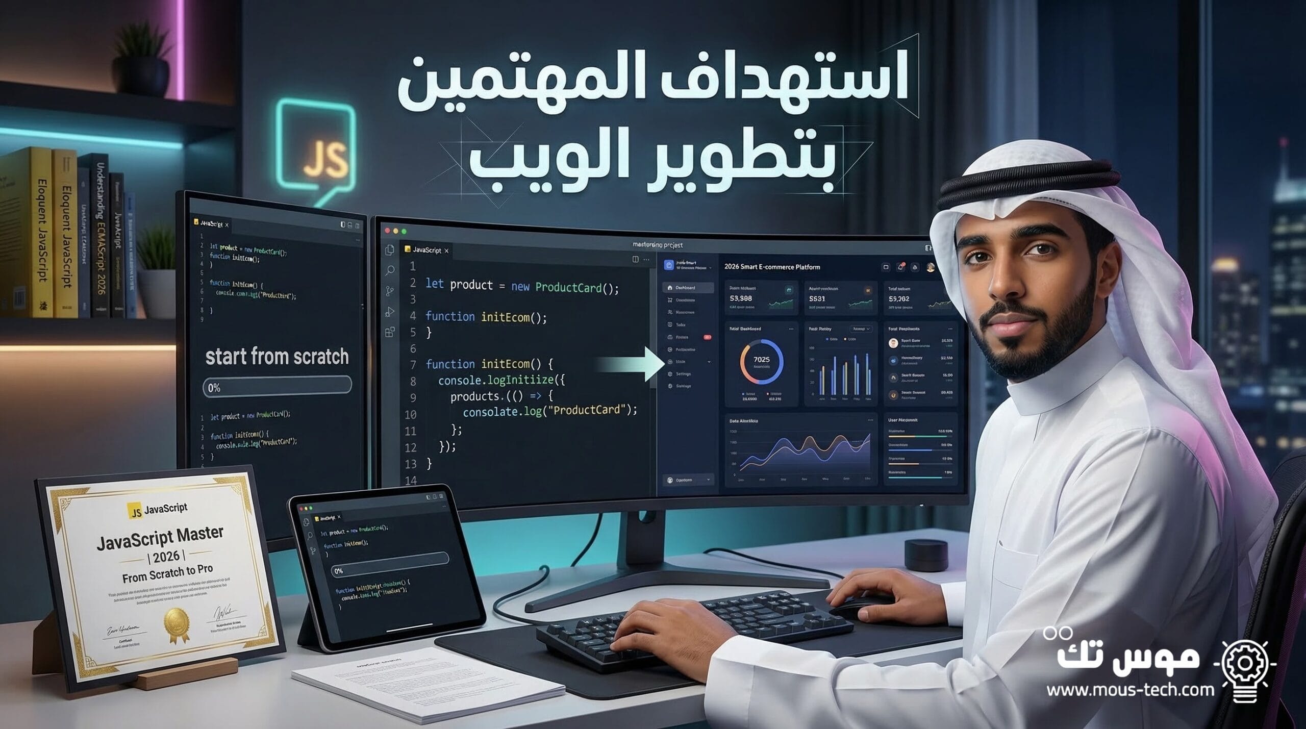 تعلم JavaScript من الصفر حتى الاحتراف مع مشاريع تطبيقية 2026